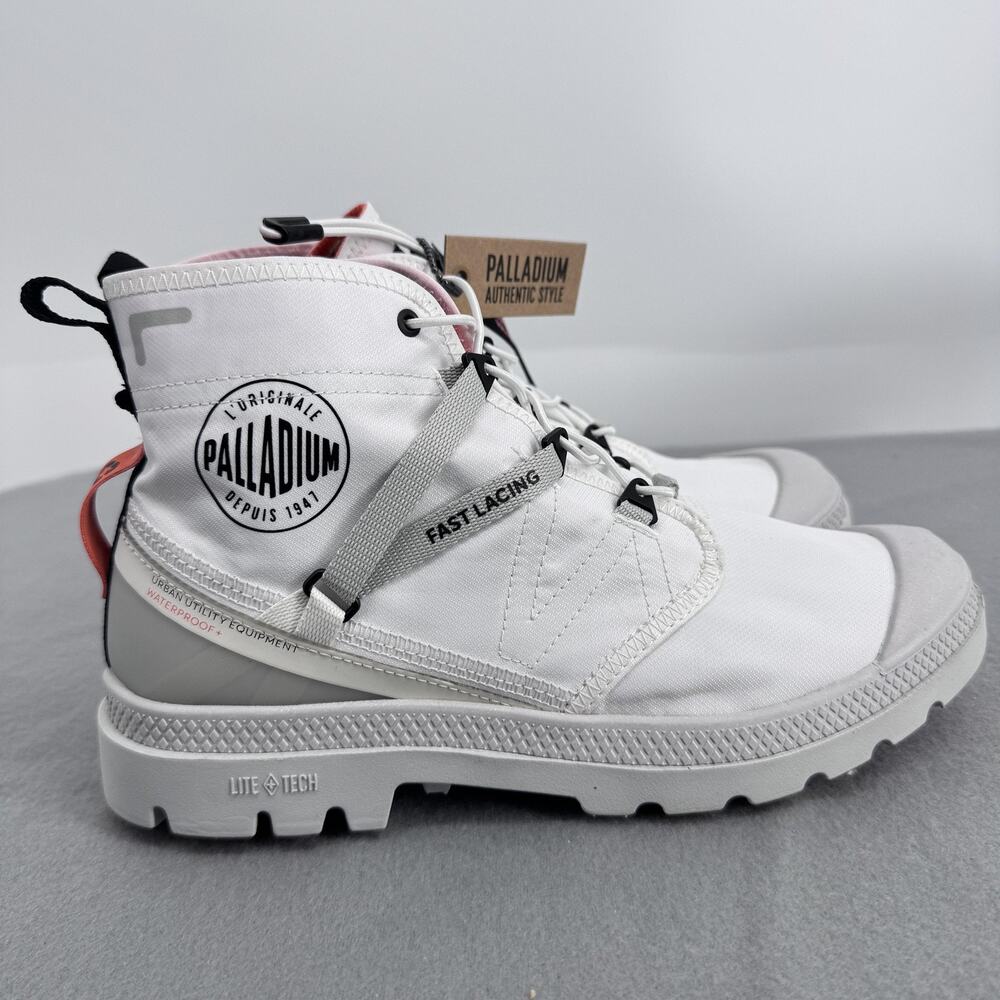 Palladium Pampa Travel Lite Waterproof Womens 8.5 Combat Boots‎ Star White